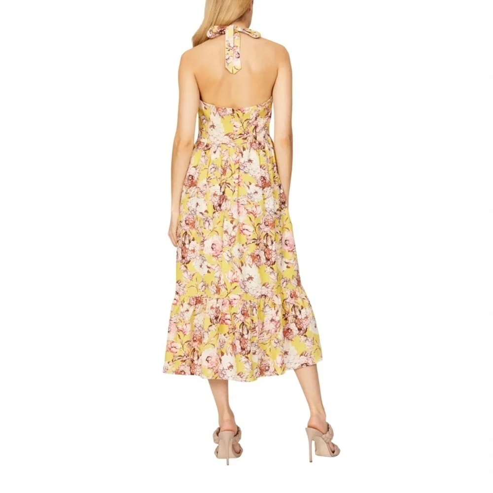 Bardot Labella Yellow Floral Midi Dress Women’s Size Small - Picture 11 of 11